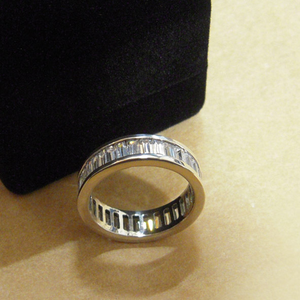イタリア製 シルバーリング キュービックジルコニア SILVER925 約14号 MADE IN ITALY スターリングシルバーフルエタニティホールマーク刻印拍卖