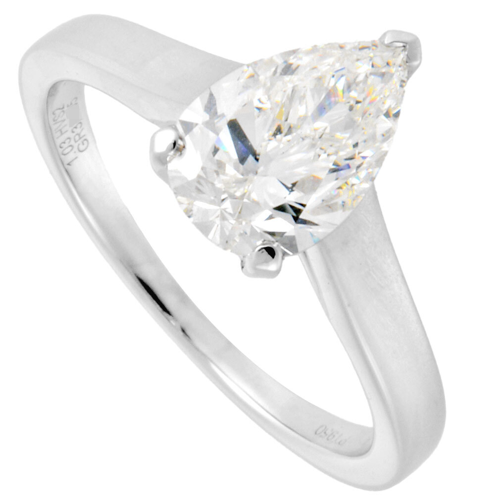 グラフ GRAFF パラゴン ペアシェイプ リング 指輪 ダイヤモンド 1.03ct 約7.5号 Pt950 プラチナ H/VS2 レディース拍卖