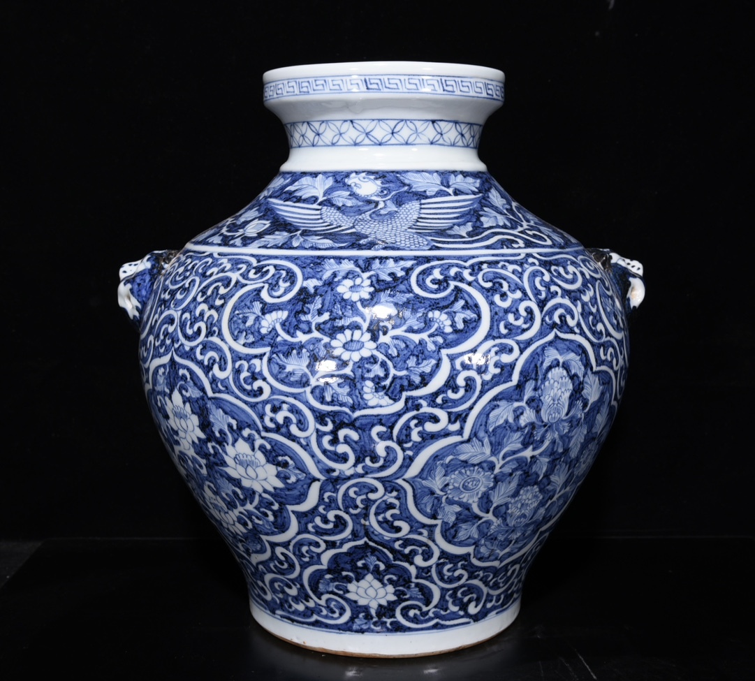 ◆旧家蔵出◆古美術 中国古玩 元時代 元青花 牡丹花卉 狗頭罐 古賞物 擺件 骨董 時代物 AT08拍卖