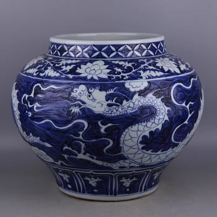 ◆旧家蔵出◆古美術 中国古玩 元時代 青花 纏枝蓮大罐 古賞物 骨董 時代物 CN01拍卖