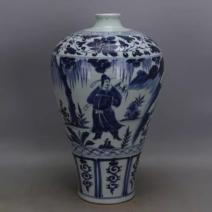 ◆旧家蔵出◆古美術 中国古玩元時代 元青花 纏枝蓮 人物故事梅瓶 古賞物 骨董 時代物 CN01拍卖