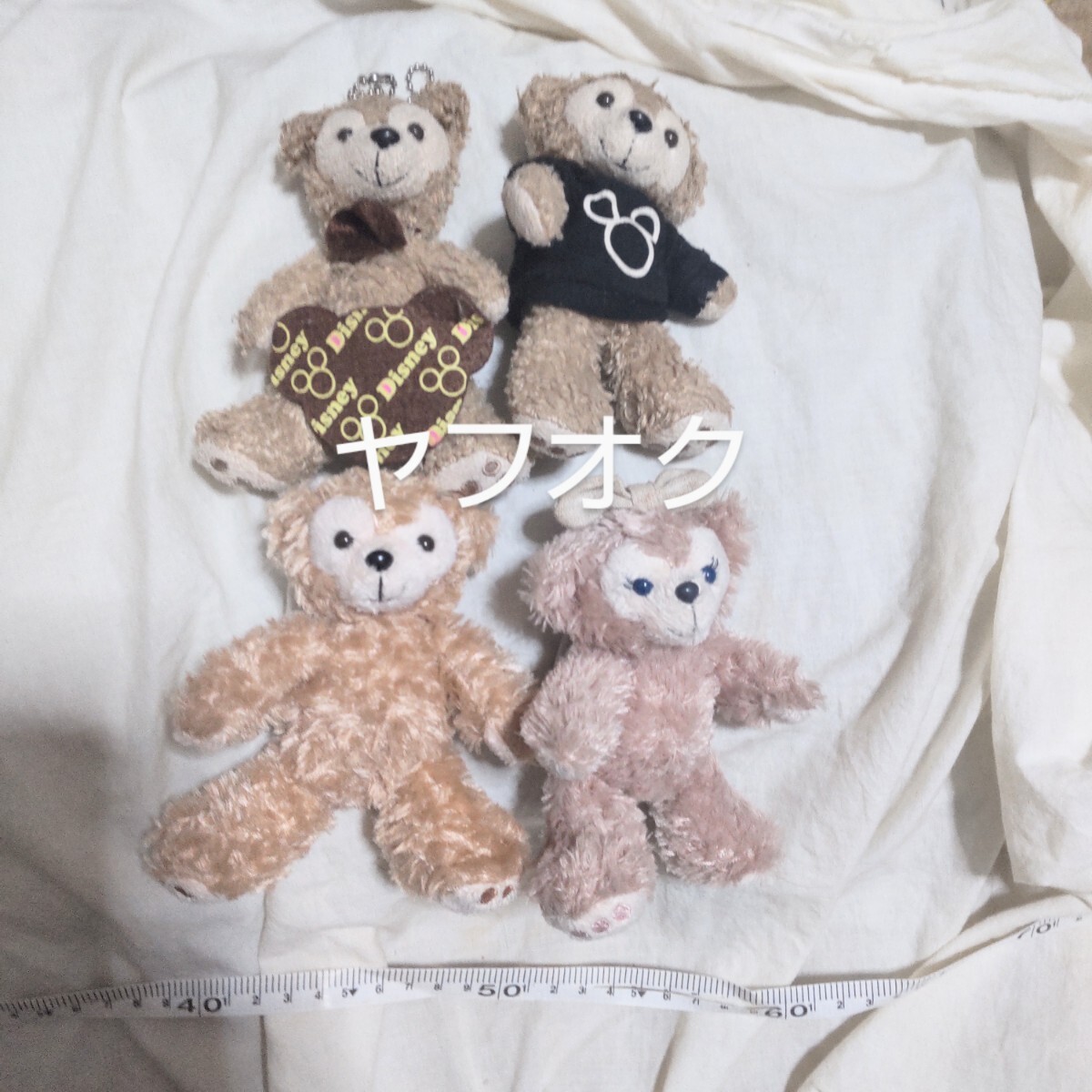 ディズニーベア ぬいぐるみバッジ(2体) ボールチェーン付き(2体ボールチェーン欠品) セット拍卖