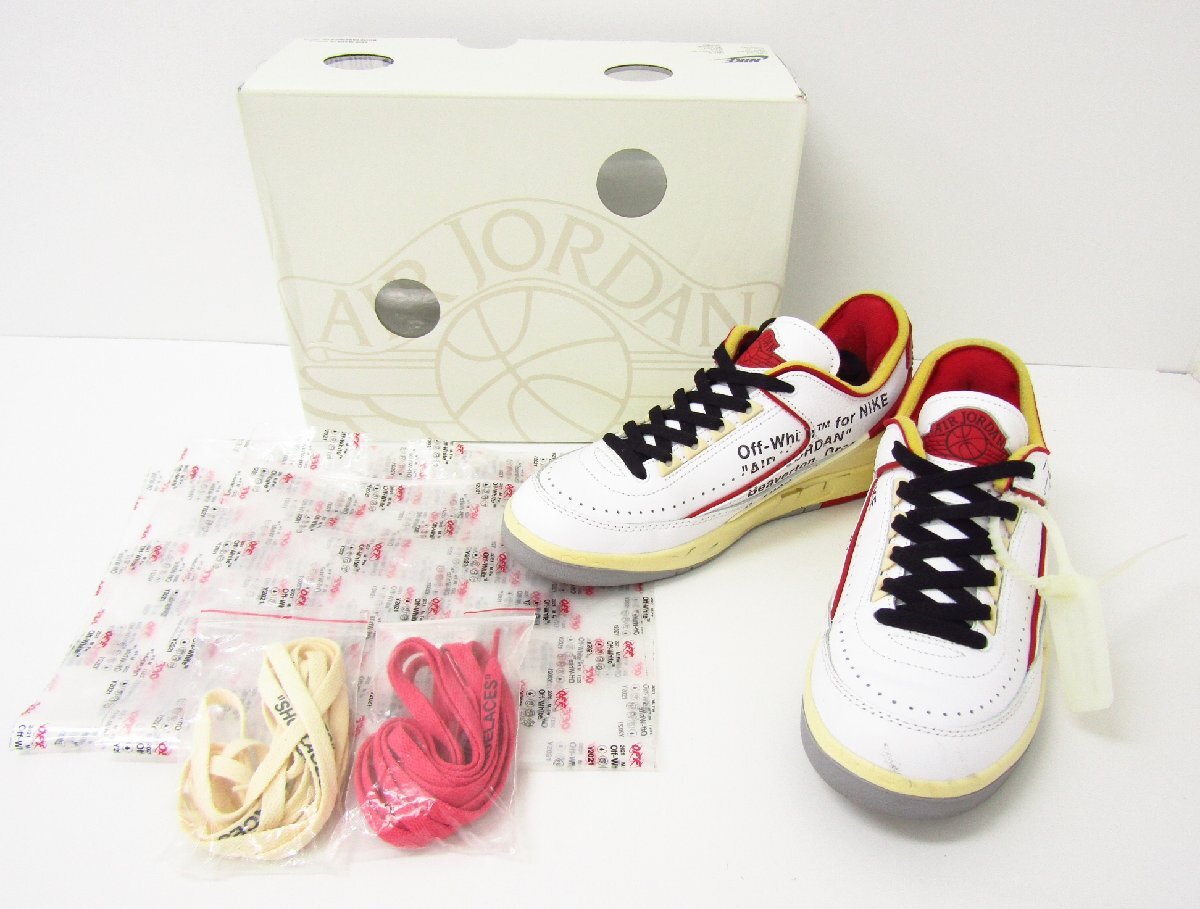 OFF-WHITE × NIKE AIR JORDAN 2 RETRO LOW SP WHITE AND VARSITY RED / DJ4375-100 25cm ナイキ ≡SH6740拍卖