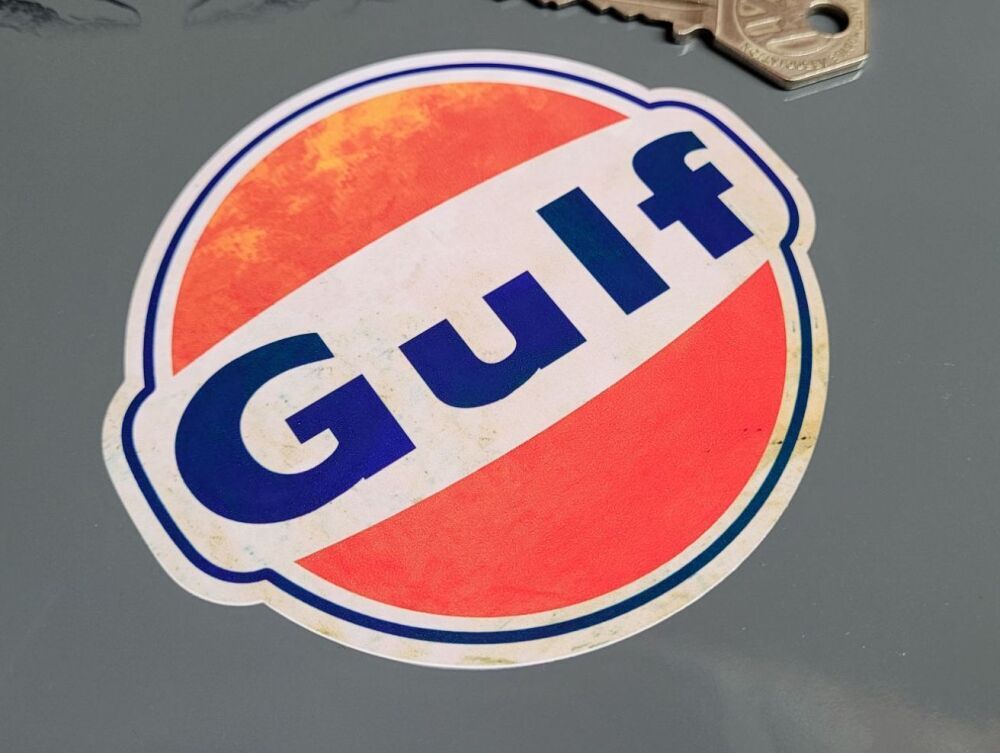GULF ガルフ 100mm x 90mm 車 バイク ステッカー デカール 送料無料拍卖