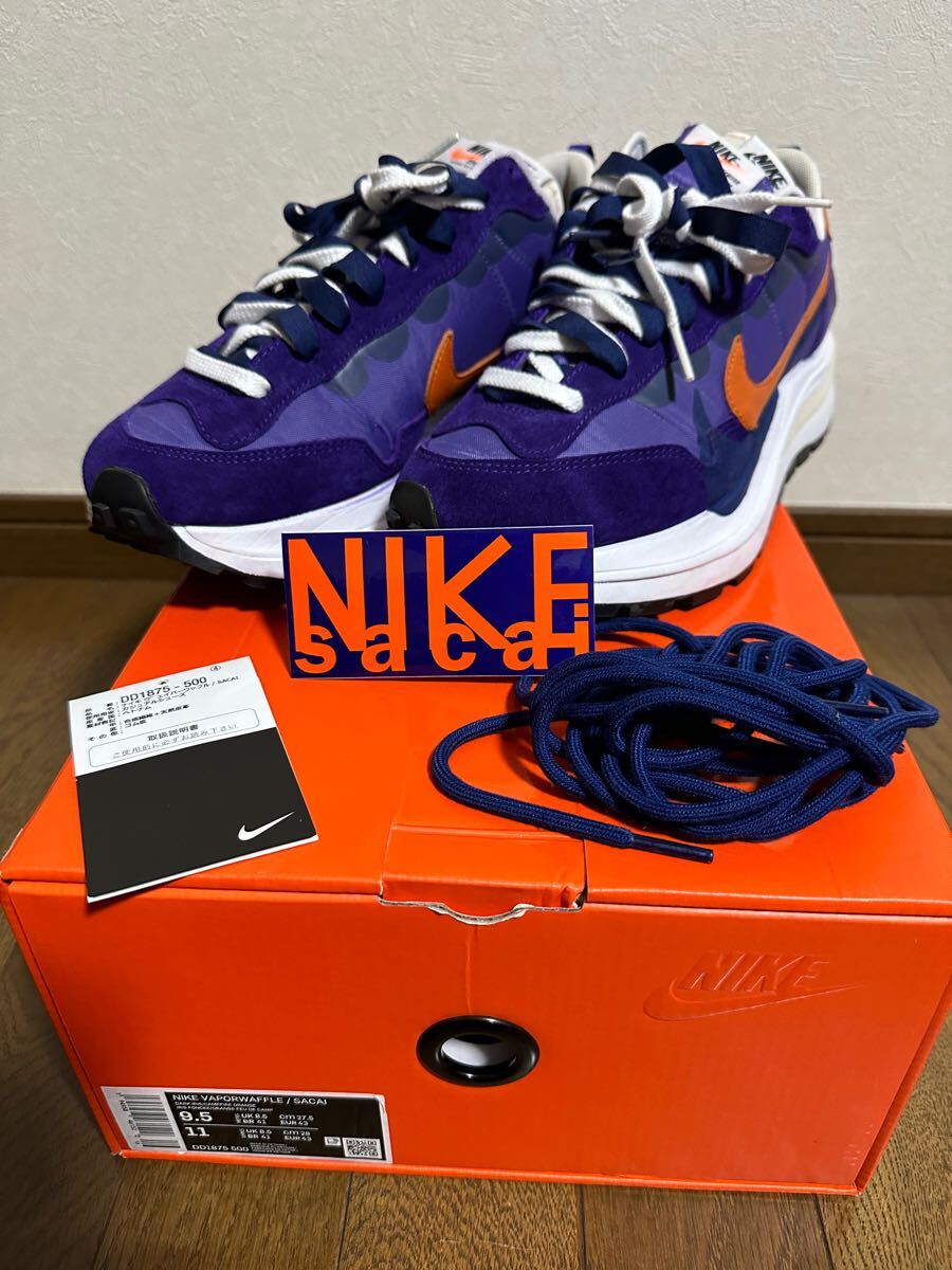 【美品】ナイキ NIKE サカイ sacai VAPORWAFFLE ヴェイパーワッフル DD1875-500 パープル 27.5cm スニーカー拍卖