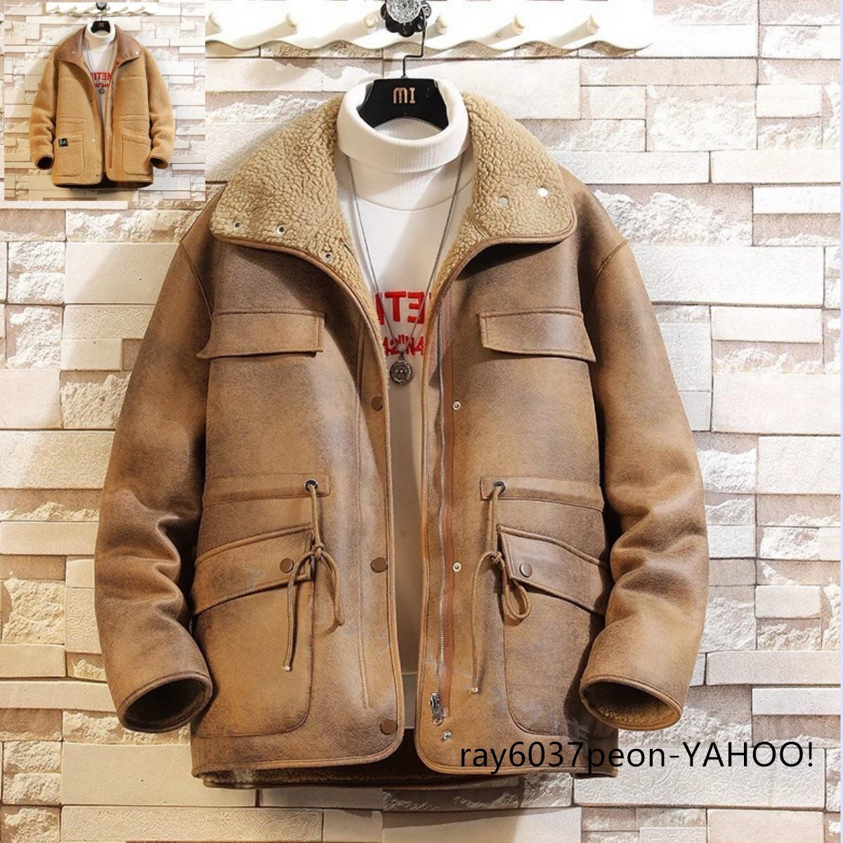 ショートコート 両面着 リバーシブル ファーコート PUレザージャケット 裏起毛防寒厚手 アウターライダース ブルゾン拍卖