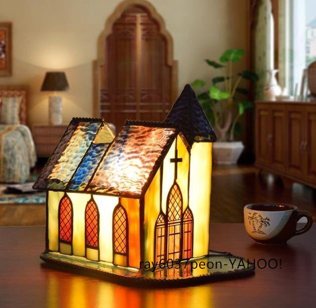 美品【ステンドランプ ステンドグラス アンティーク 花柄】レトロな雰囲気がおしゃれ★ヴィンテージ ティファニー 照明 家具拍卖