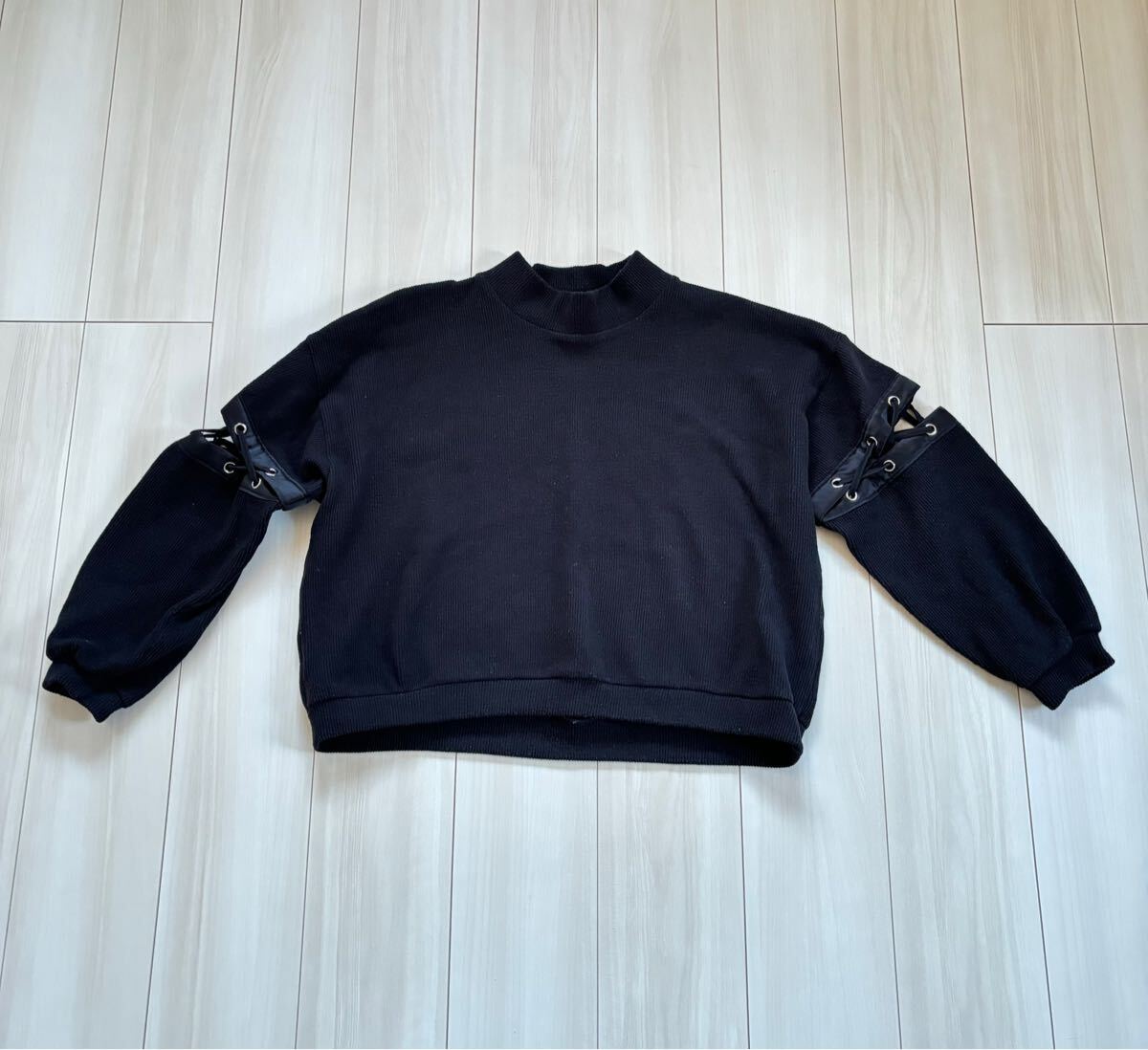 ●(759)RASVOA ブラック 袖オープン ニット拍卖