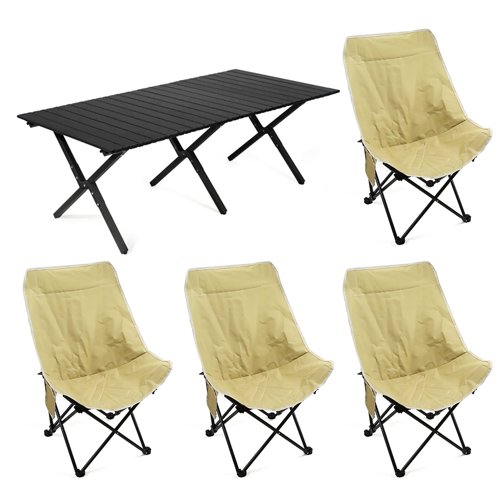 折りたたみテーブル&チェアセット 1テーブル4チェア 軽量コンパクト 簡単組立 収納バッグ付 (テーブル:120x60x45cm/チェア:55x90cm)拍卖