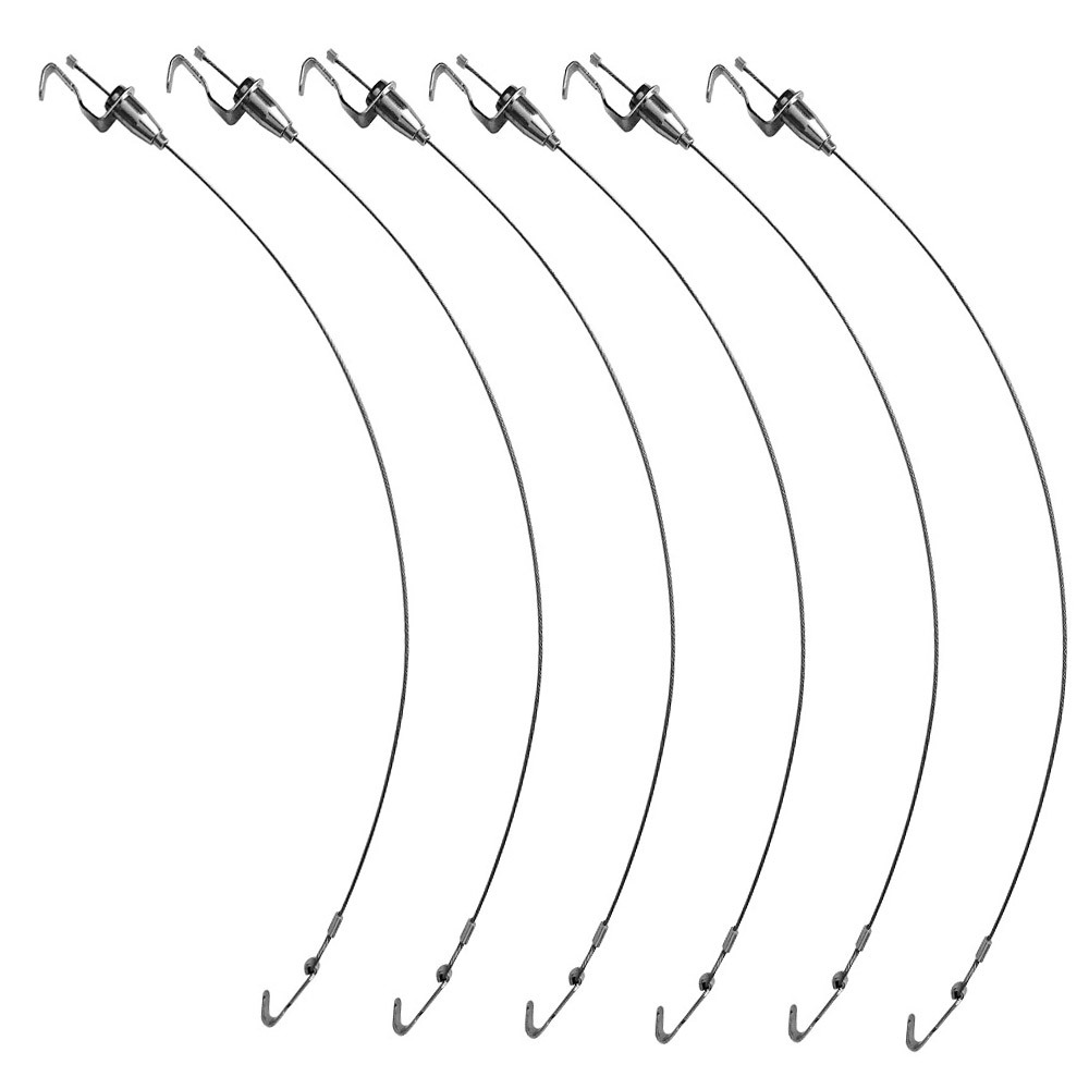 額縁 ピクチャーレール ワイヤーフック L型 耐荷重約20kg 自在金具付 径1.5mm (全長0.5m/6本セット)拍卖