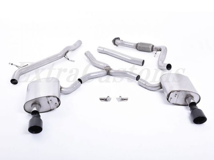 MILLTEK キャタバックエキゾーストシステム アウディ A4 2.0TFSI B9 Quattro Saloon & Avant non-resonated GT-100セラコートブラック拍卖