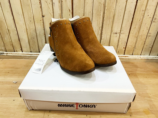 未使用 MINNETONKA/ミネトンカ BRIEBOOT ブリーブーツ スウェードブーツ ショートブーツ ブーティー ブラウン レディース 23cm 拍卖
