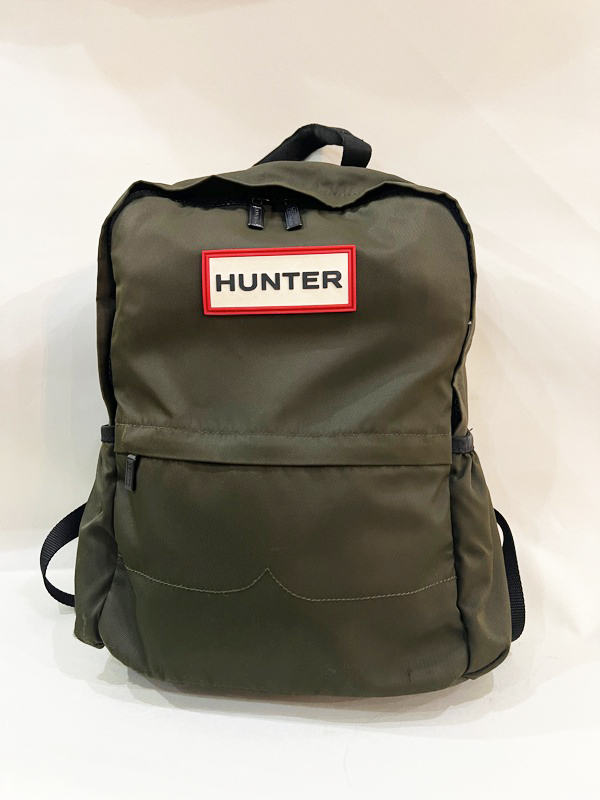 ★HUNTER/ハンター ナイロンオリジナルバックパック カーキ リュック 鞄 ユニセックス 16L サイドポケット付き ラバーロゴ ★拍卖