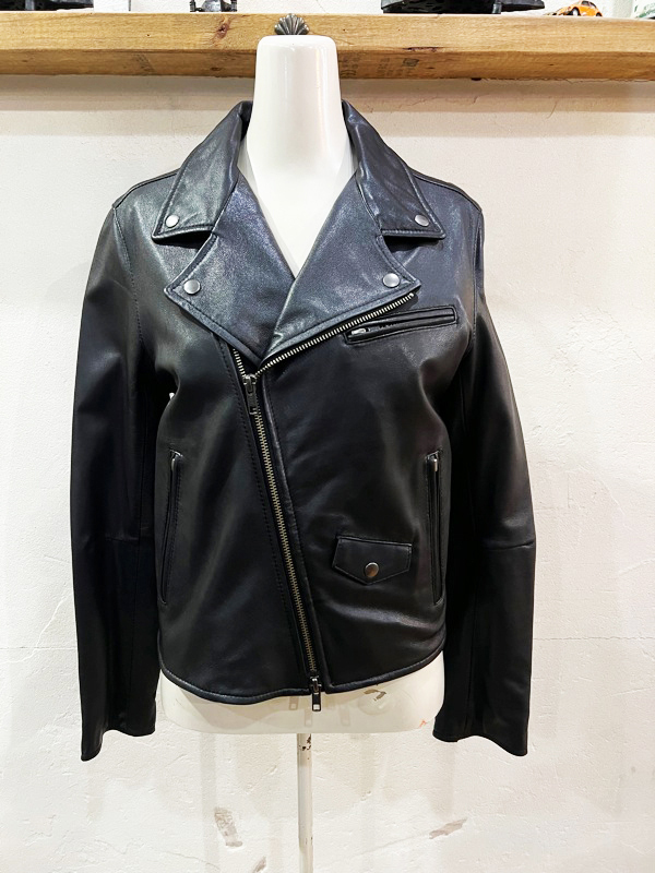 N22★RADIATE/ラディエイト 山羊革ダブルライダースジャケット ゴートレザー レザージャケット 本革 ブラックカラー 9号 ★拍卖