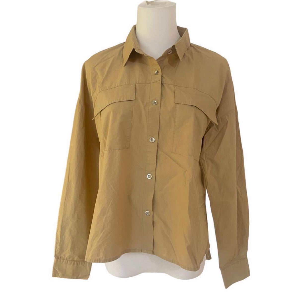 PAGE BOY ページ ボーイ レディース トップス 長袖 シャツブラウス フリーサイズ ブラウン 綿100% 送料無料 匿名配送拍卖