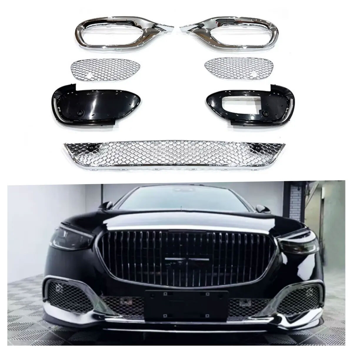 Mercedes Benz W223 Sクラス フロント センター ダクト カバー メッキ メルセデス ベンツ 外装 エアロ パーツ カスタム S480 S580 S680拍卖