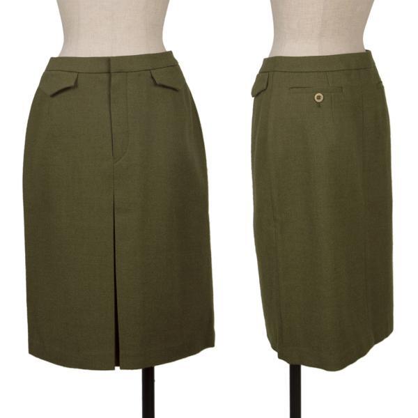 ジュンヤワタナベ コムデギャルソン フロントフラップデザイン台形スカート カーキS拍卖