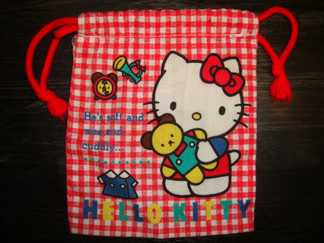 ハローキティ ミニ巾着袋★キティちゃん/HELLO KITTY/サンリオ/SANRIO/キティラー/小物入れ/サンリオピューロランド♪当時モノ/昭和レトロ拍卖