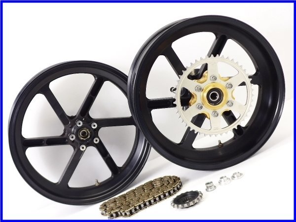 ★ 《W3》良品♪GPz900R HI-POINT アルミ鍛造 ホイール 前後set♪RK チェーン&SUNSTAR スプロケット付♪拍卖