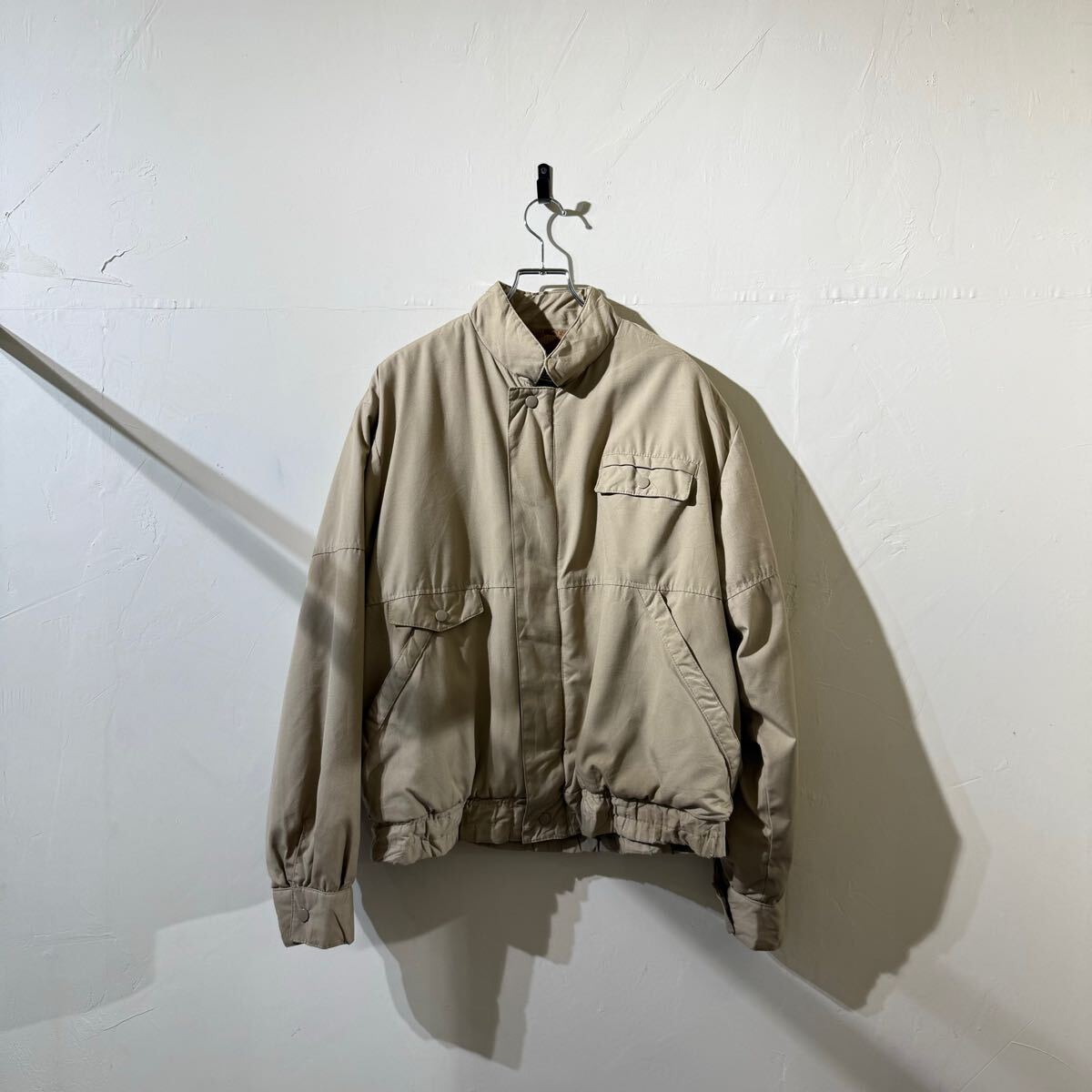vintage poly cotton beige design jacket 古着 ビンテージ ポリコットンデザインジャケット ベージュ 80s 70s ブルゾン拍卖