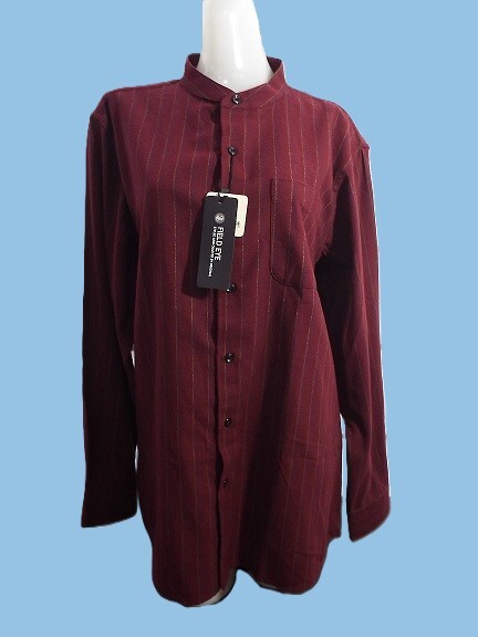 FIELD EYE ダークレッドストライプ Mサイズ バンドカラー ビエラ地 起毛ソフト仕上げ 綿100% フィールドアイ 新品拍卖