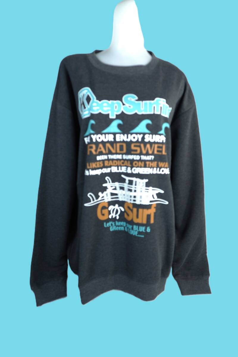 キープサーフィング 12405 グレー Deep Surfing 4Lサイズ 裏起毛トレーナー ポリエステル100% Bigシルエット 新品 Keep Surfing 拍卖