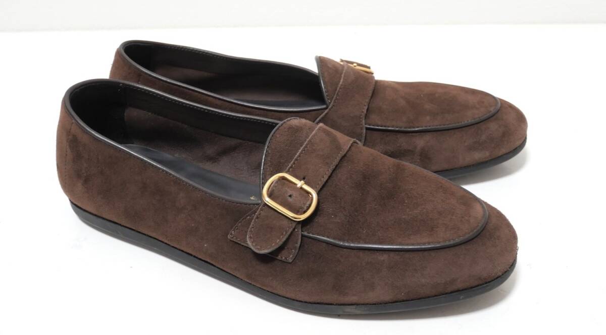 イタリア製 Ferrante フェランテ モンクストラップ ヌバック シューズ 茶 40 拍卖