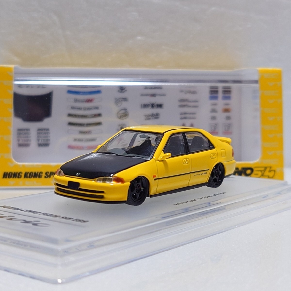INNO 1/64 ホンダ シビック フェリオSiR EG9 イエロー 香港限定 イノモデル デカール ホイール付き Honda Civic Ferio Yellow HK拍卖
