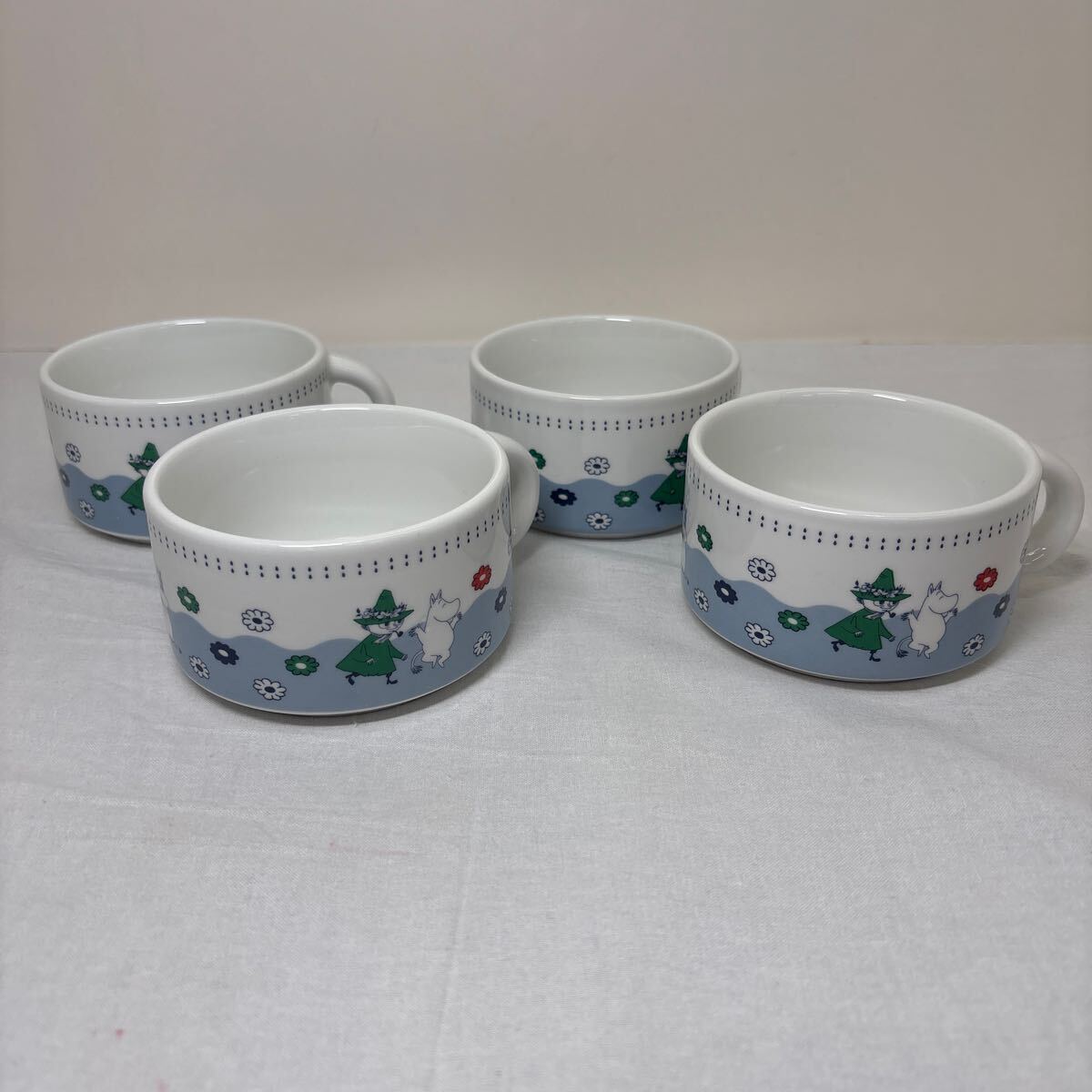 ★大阪/店舗受け取り可★ムーミン マグカップ 4点セット ブルー 約高さ5cm×直径9cm キャラクター グッズ コップ コレクション 食器★拍卖
