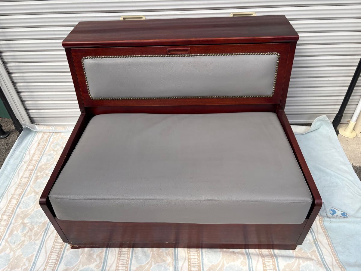 ★大阪/店舗受け取り可★カリモク ソファベッド 一人掛け 収納ベッド レトロ アンティーク 激レア 希少 マットレス付き ビス打ち 家具★拍卖