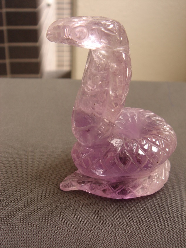 ☆超希少、風水,開運UP,高透明天然6A級紫水晶アメジスト,十二支干支巳年「蛇」置物☆最後一品拍卖