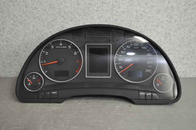 アウディ A4 アバント 1.8T 右ハンドル (8EBFB B7) 純正 動作保証 スピードメーター タコメーター 速度計 141406Km 263626081 s016686拍卖