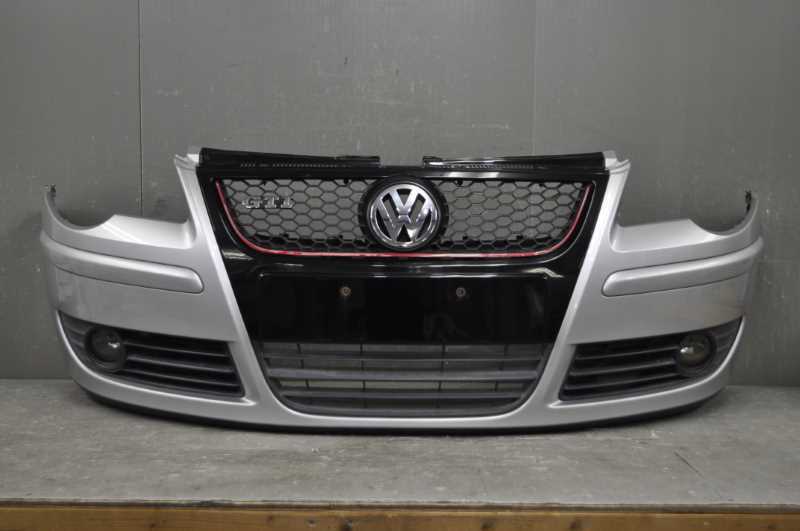 VW ポロ 9N型 GTI 5MT 後期 (9NBJX) フロントバンパー フロントグリル フォグランプ付 LA7W リフレックスシルバー 銀 6Q0807221C s017093拍卖