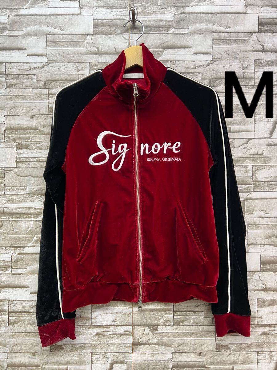 M BUONA GIORNATA ボナジョルナータ レッド ブラック トップス 長袖 ベロア生地拍卖