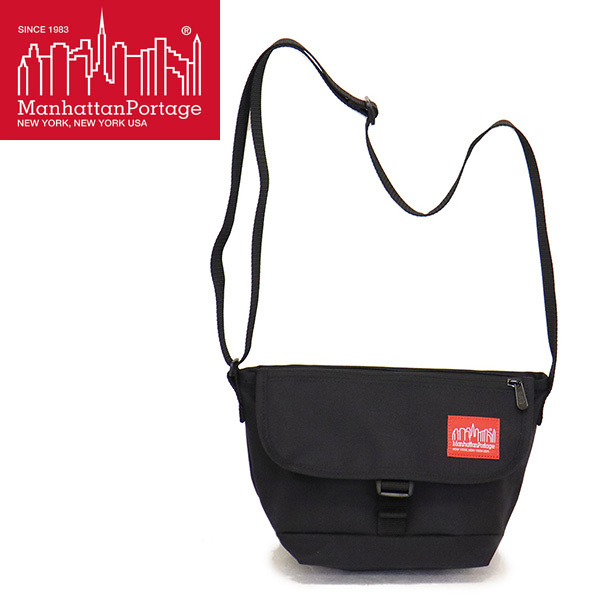 ManhattanPortage (マンハッタンポーテージ) 1603FZP Nylon Messenger Bag Flap Zipper Pocket メッセンジャーバッグ BLACK MP061拍卖