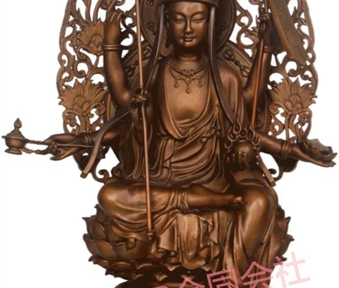 「81SHOP」 仏像【地蔵菩薩半跏像】地蔵菩薩像(一面六臂)銅製古色 (高さ18cm×巾13cm)仏間 仏壇 祈る 厄除け拍卖