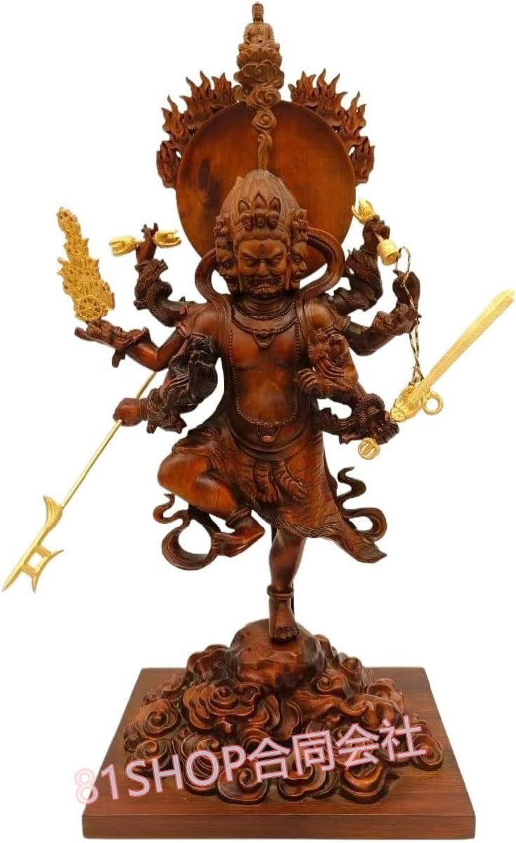 「81SHOP」 仏像 烏枢沙摩明王像 トイレの神様 災厄除け 開運 トイレ 便所 木彫り うすさま明王像 烏枢沙摩 明王像 高さ33cm拍卖