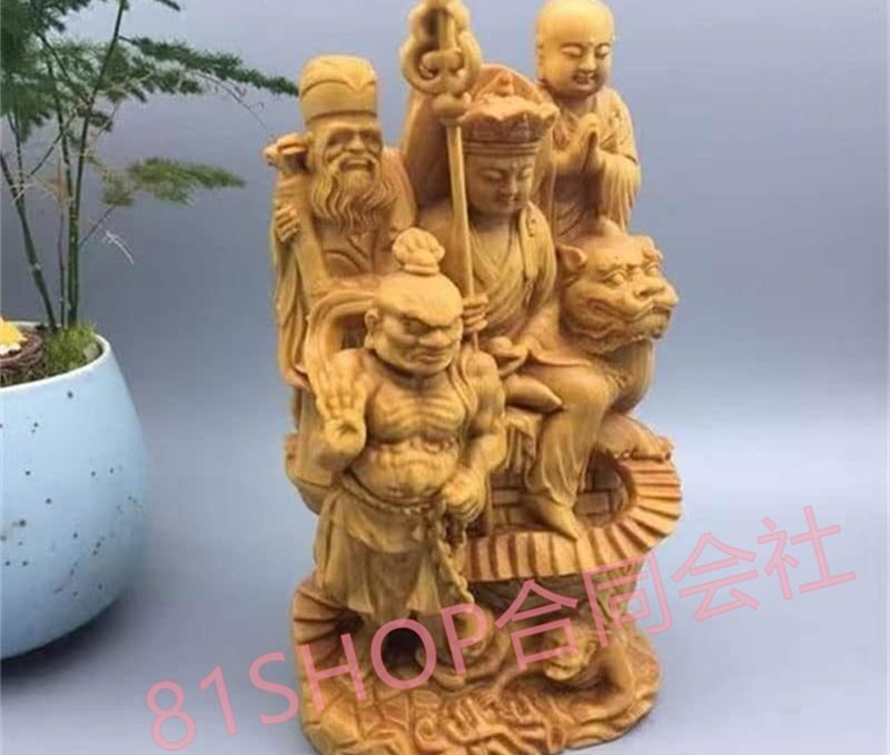 「81SHOP」仏像 木彫り【龍虎 /地蔵王菩薩】 高級天然ツゲ木彫り仏壇お地蔵神様像地蔵菩薩 仏像フィギュア (高さ17cm×巾9cm×奥行6cm)拍卖