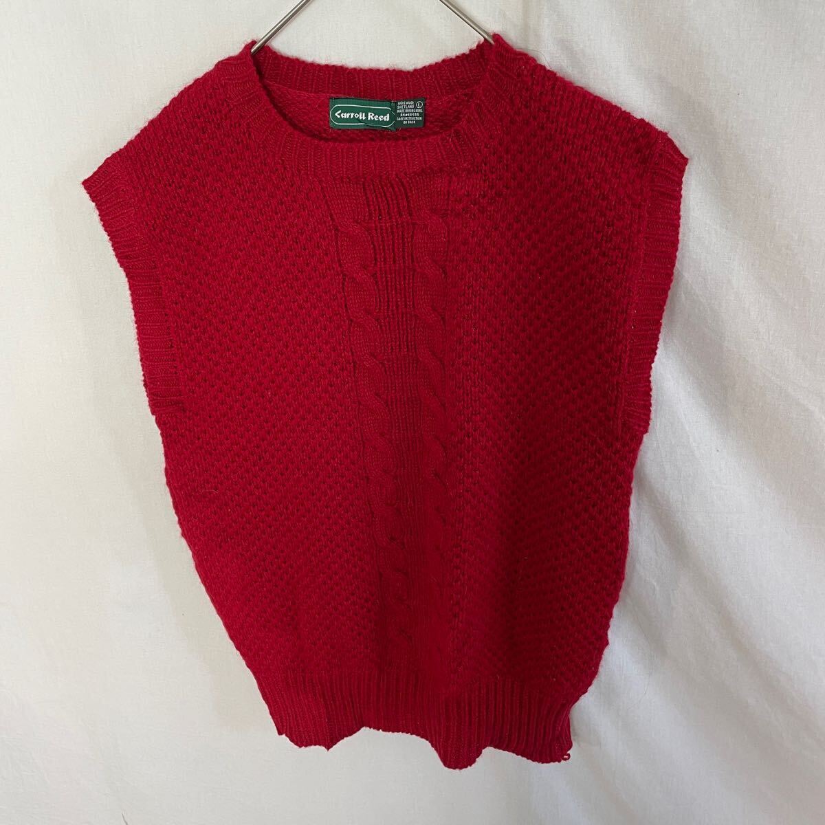 carroll reed ニットベスト 古着 Lサイズ レッド ヴィンテージ 拍卖
