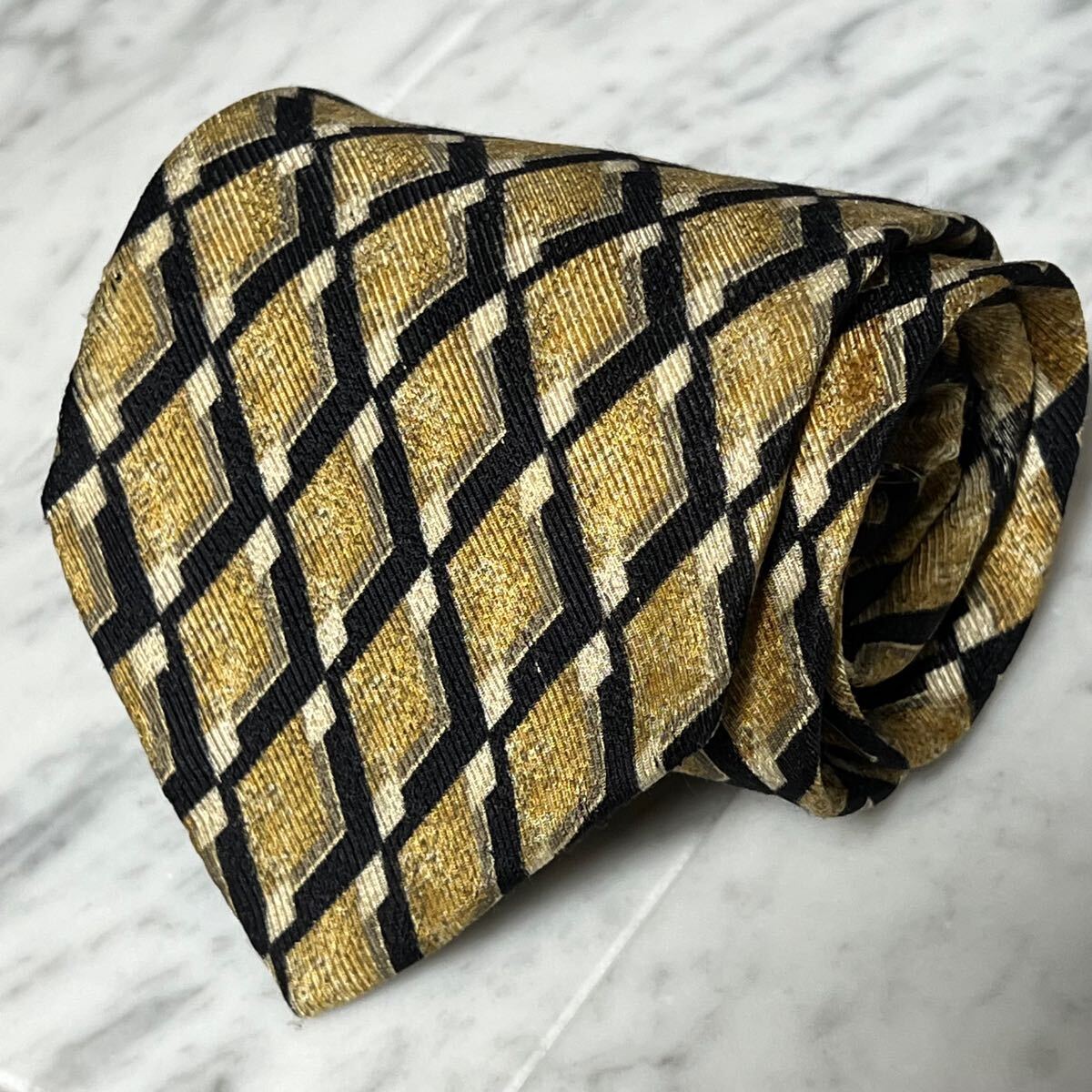 770円~ Ermenegildo Zegna ネクタイ ブラック ブラウン パターン柄 総柄 (GB4)拍卖