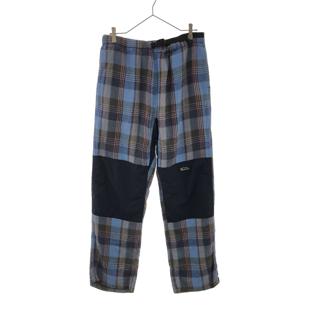 マナスタッシュ ロコワッペン チェック柄 異素材切替 アウトドア パンツ XL ライトブルー系 MANASTASH 7196014 メンズ拍卖