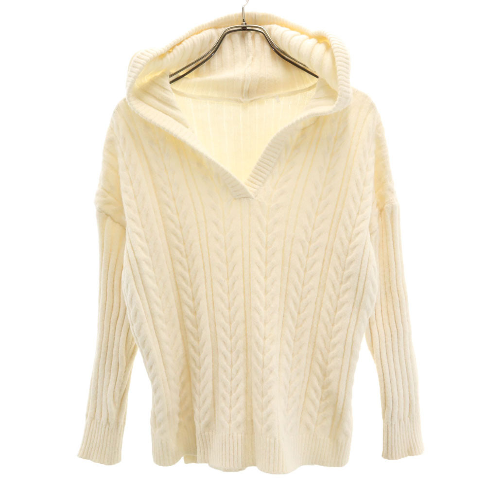 ノーリーズ 長袖 Vネック セーター F アイボリー NOLLEY'S フーディー ケーブルニット レディース拍卖