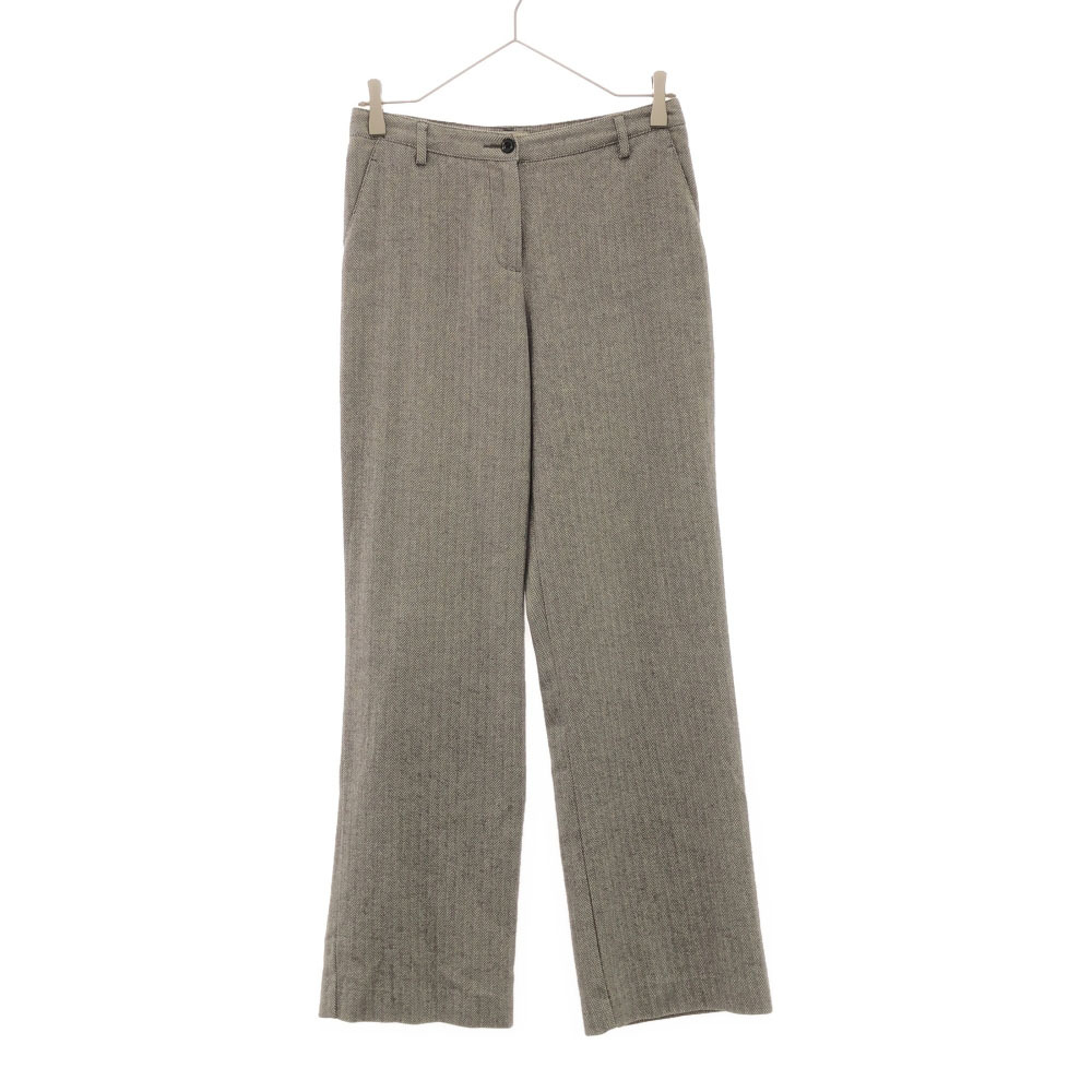 エルエルビーン ヘリンボーン ストレートパンツ 7 グレー系 L.L.Bean 裏地付き レディース拍卖