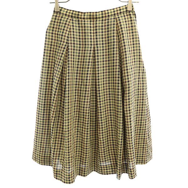 バーバリーズ チェック柄 ミディ丈 ボックス プリーツスカート ベージュ系 Burberrys レディース拍卖