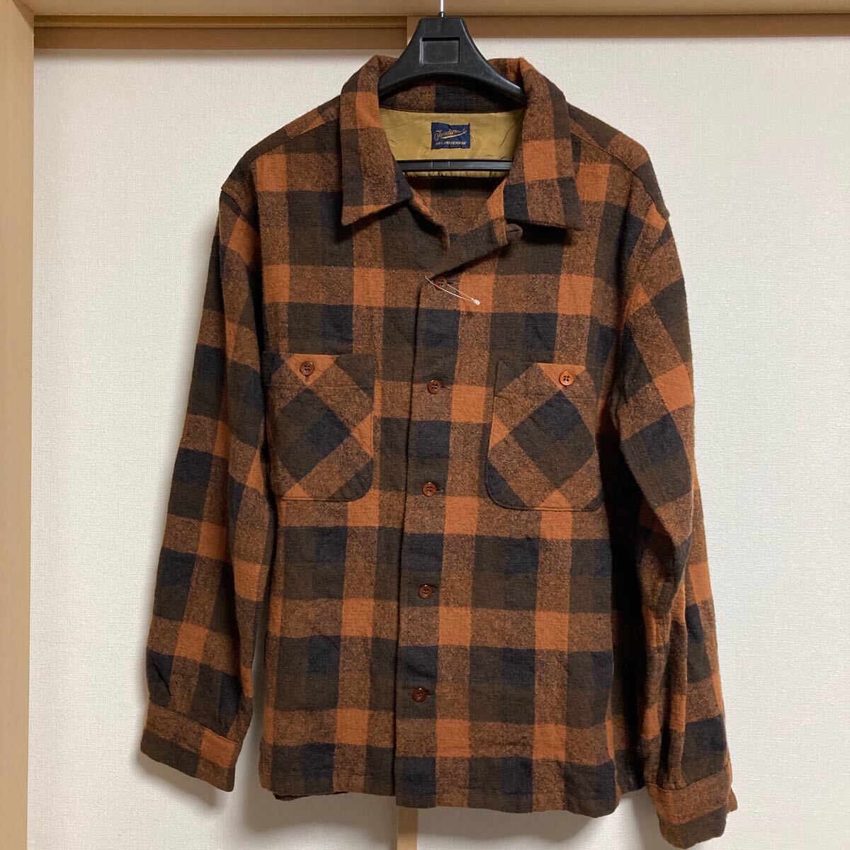 【美品】TENDERLOIN テンダーロイン 長袖 バッファローチェック ウールシャツ ブラック×ブラウン Mサイズ 日本製拍卖