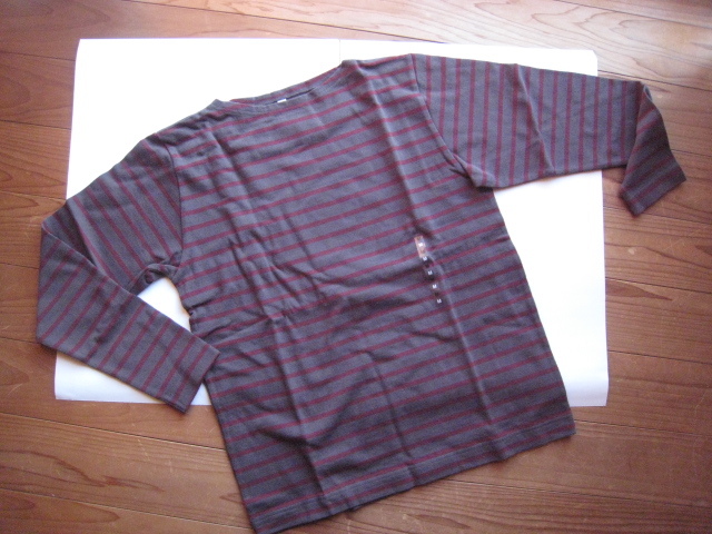 無印良品 ボートネックシャツ 紳士 カーキ Mサイズ ボーダーカットソー  新品未使用品 拍卖