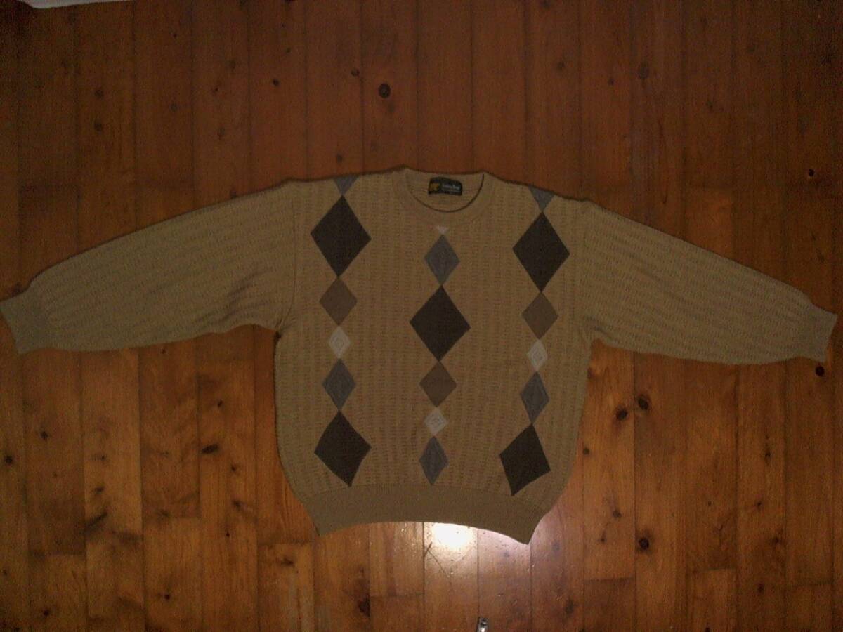 ☆国産☆ゴールデンベア【GoldenBear】毛素材ニット セーター プルオーバー L ベージュ ブラウン 拍卖