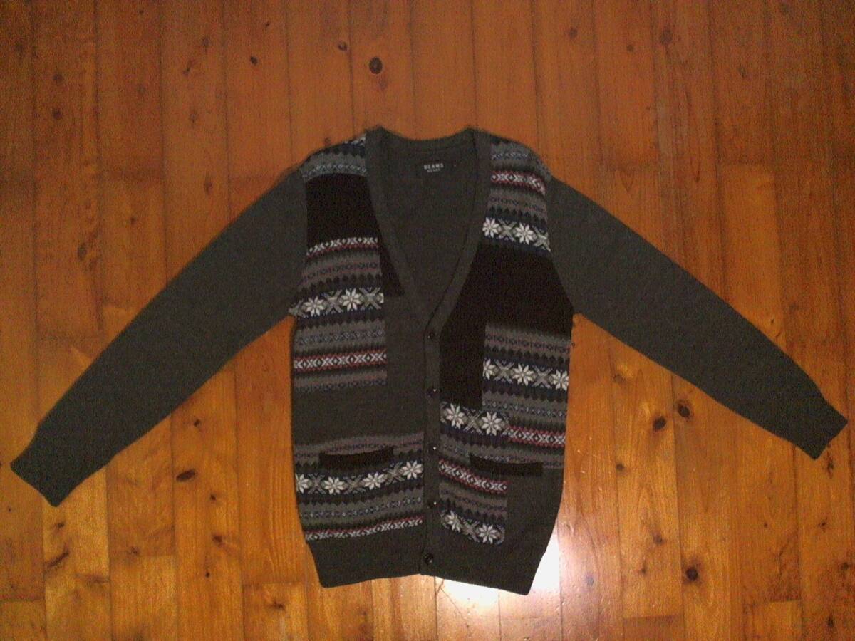☆美品☆ビームス【BEAMS HEART】アクリル&毛素材ニット Vネック カーディガン ジャケット S 黒 グレー 紺 ピンク拍卖