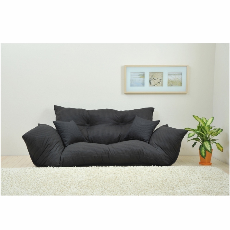 ジャンボ カウチソファ ソファ カウチ 7段階 リクライニング 肘付き フロアソファ ゆったり 2人掛け ブラック拍卖