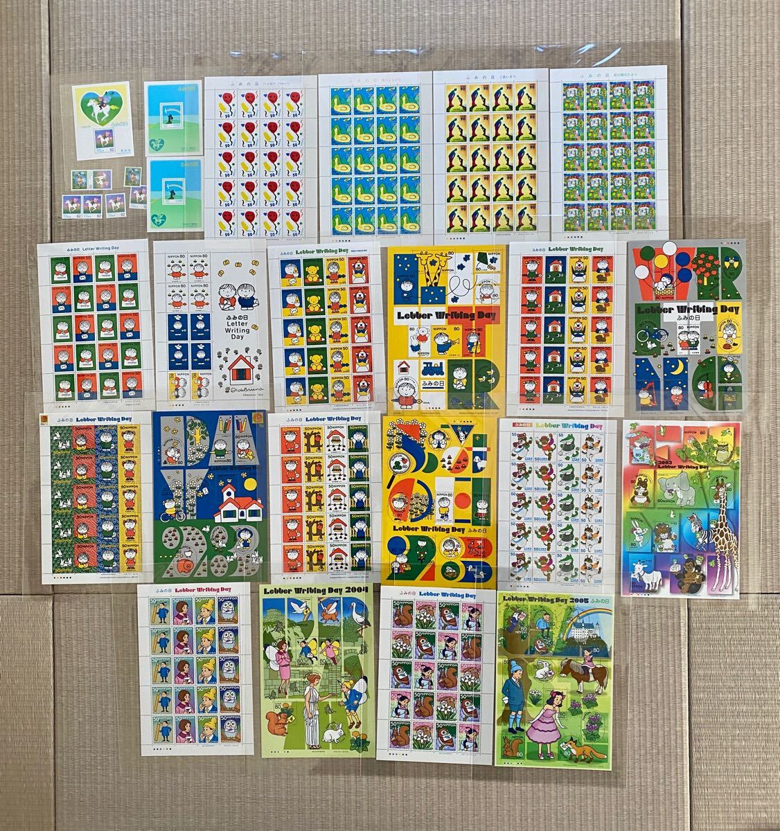 ふみの日 平成3年 平成5年 平成9年-令和5年 合計28年分 切手シート 解説書(リーフレット)付 1991 1993 1997-2023拍卖